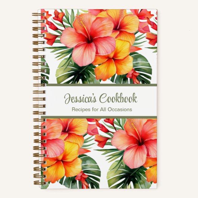 Cuaderno de notas personalizado de cocina con flor (Anverso)
