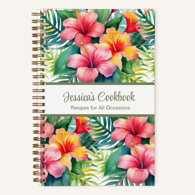Cuaderno de notas personalizado de cocina con flor (Anverso)