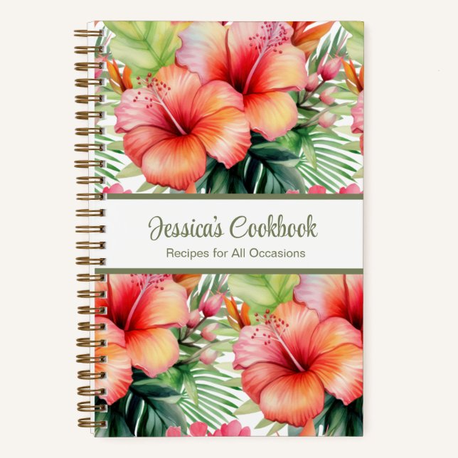 Cuaderno de notas personalizado de cocina con flor (Anverso)