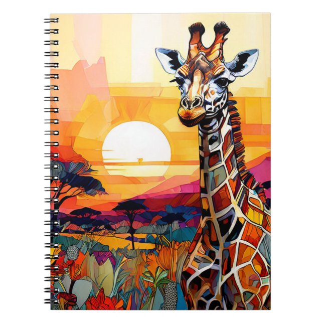 Cuaderno de notas puesta de sol africana jirafa Jo (Frente)