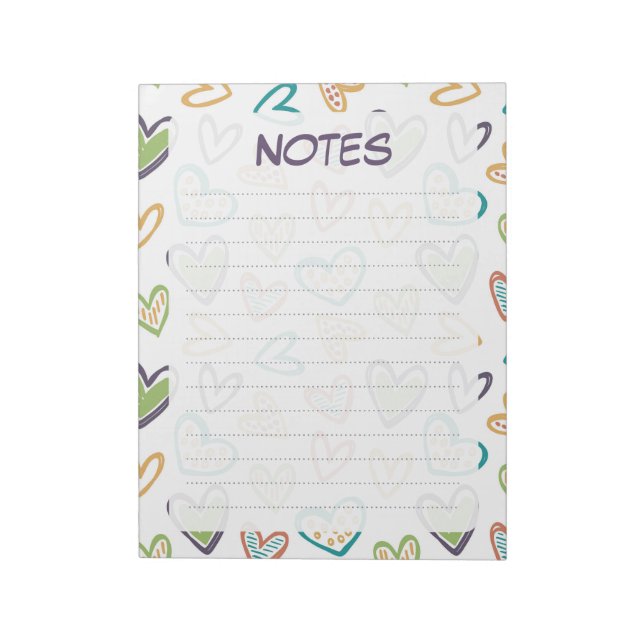 Cuaderno de notas rayadas con corazones pastel col (Lado Izquierdo)