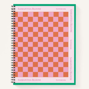 Cuaderno de notas rosadas de Naranja de patrón con