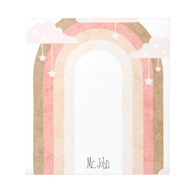 Cuaderno de notas simple boho para maestros (Frente)