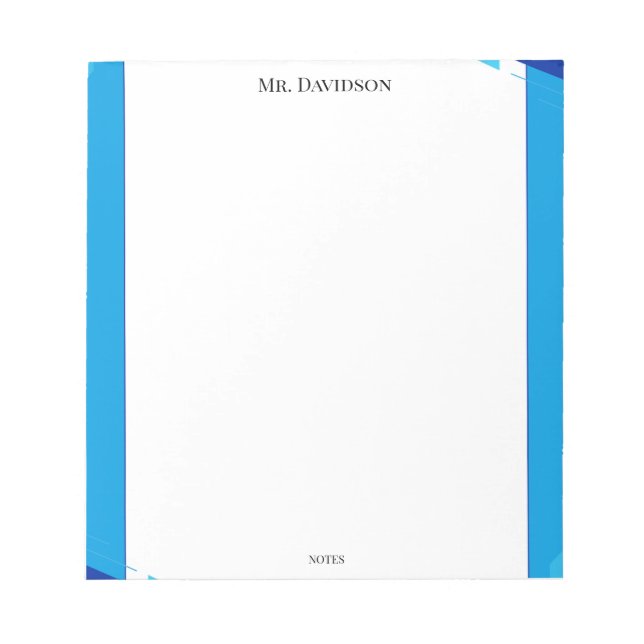 Cuaderno de notas simple con marco azul (Frente)