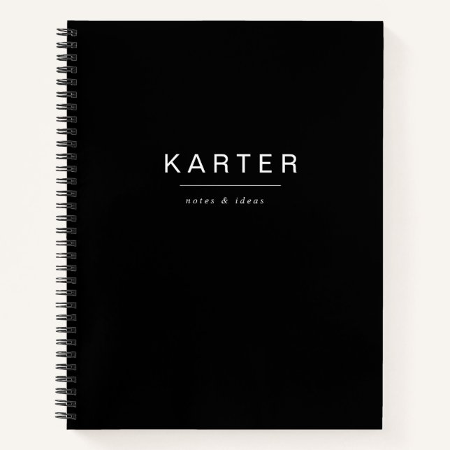 Cuaderno de notas simple negro contemporáneo (Anverso)