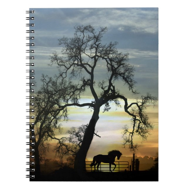 Cuaderno de notas singulares para caballos y roble (Frente)