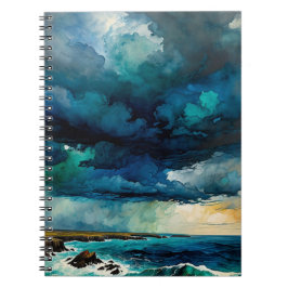 Cuaderno de notas tormenta sobre el océano