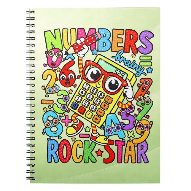 Cuaderno de Números de Estrella de Rock de Matemát (Frente)