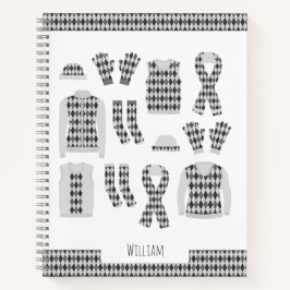 Cuaderno de objetos con patrón Argyle gris