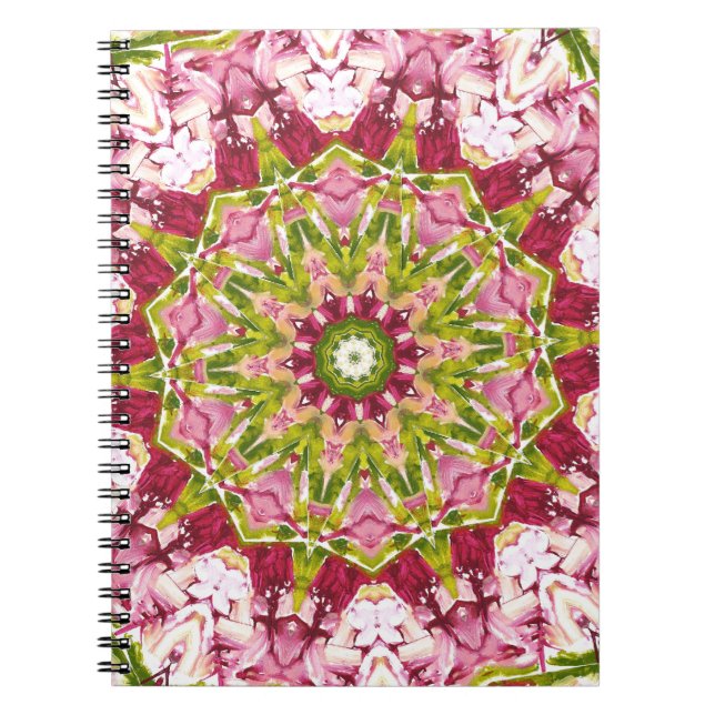 Cuaderno de Ola Boo sobre Kaleidescope rosa y verd (Frente)