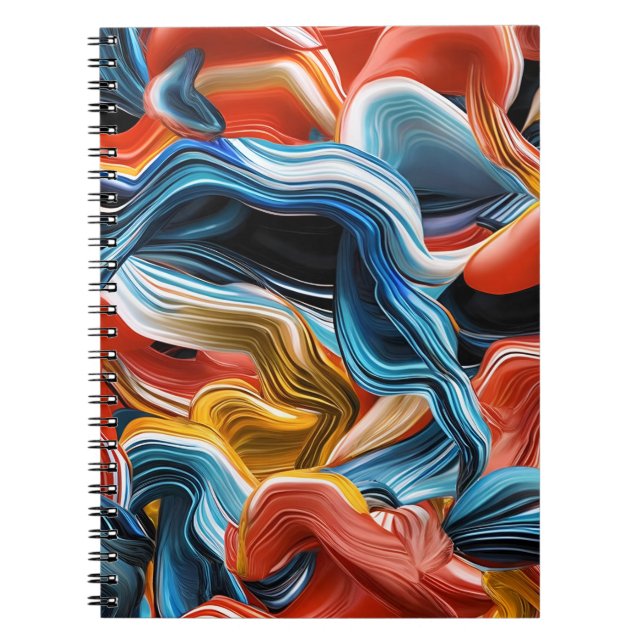 Cuaderno de olas coloridas de pintura fluida (Frente)