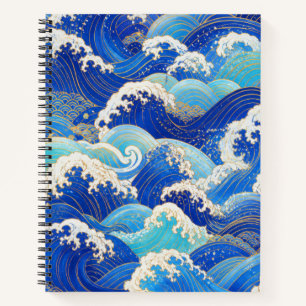 Cuaderno de olas del océano japonés elegante