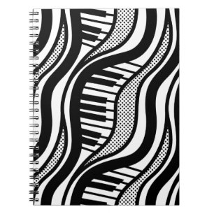 Cuaderno de ondas de polka de piano - negro y blan