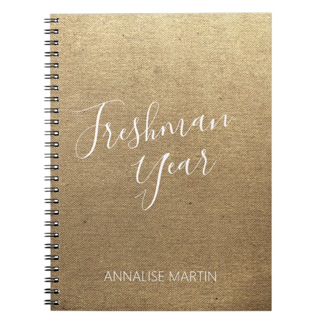 Cuaderno de oro de primer año de secundaria con tu (Frente)