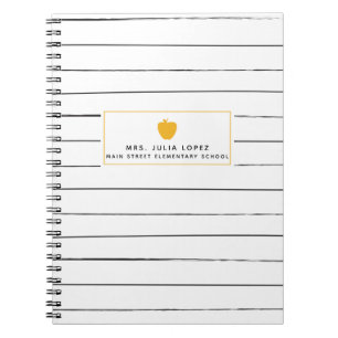 Cuaderno de oro del profesor de Apple de las rayas