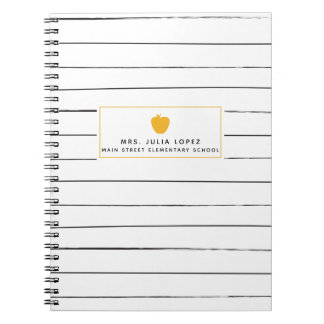 Cuaderno de oro del profesor de Apple de las rayas