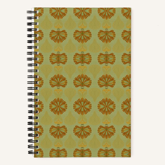 Cuaderno de oro esmeralda con palma Art Deco (Anverso)