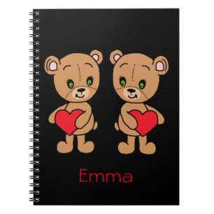 Cuaderno de osito bebé lindo con corazones