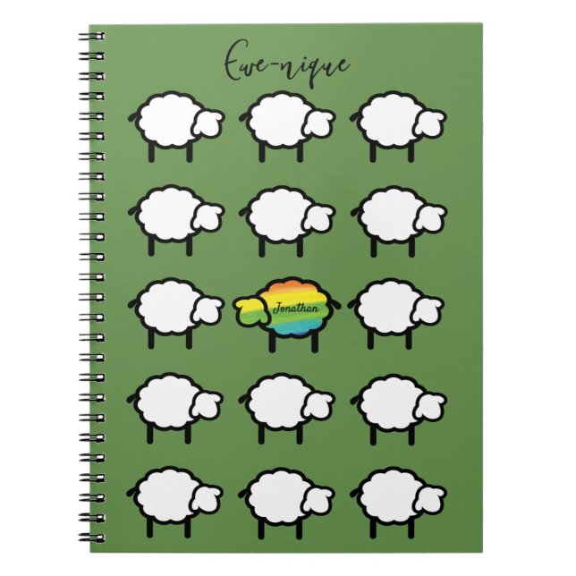 cuaderno de oveja arcoíris ewe-nique gratitud (Frente)