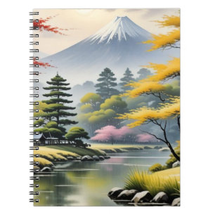 Cuaderno de paisaje de jardín japonés pacífico