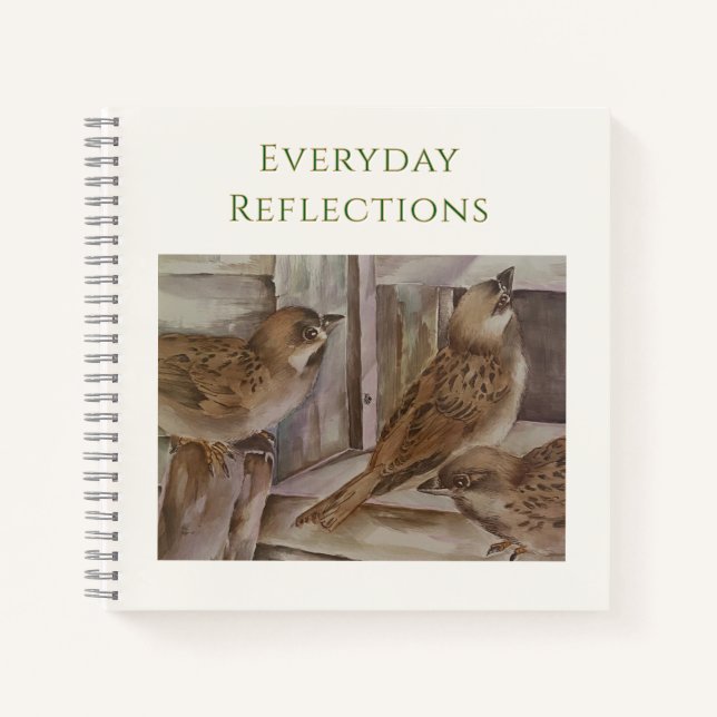 Cuaderno de Pájaros Gorrión | Regalo de Diario de  (Anverso)