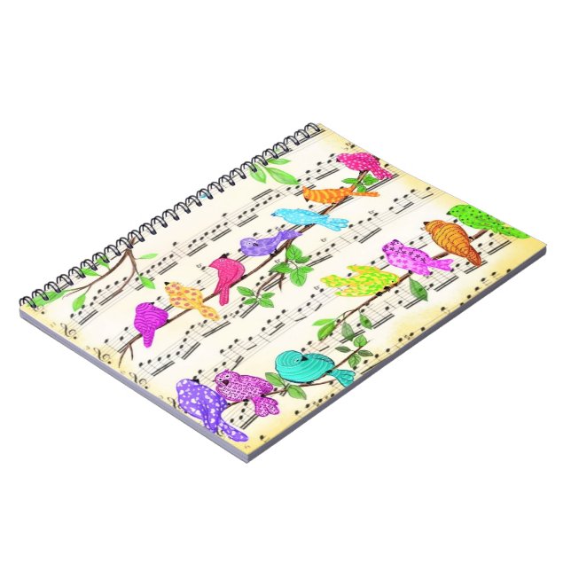 Cuaderno de pájaros musicales coloridos (Lado Izquierdo)