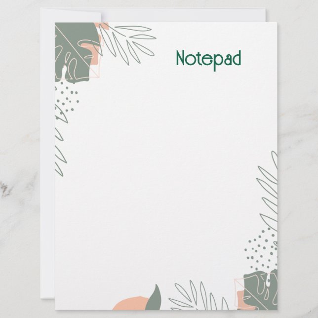 Cuaderno de papel de planta minimalista (Anverso)
