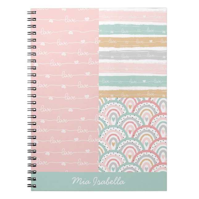 Cuaderno de Pastel de Arcoiris Love Hearts (Frente)