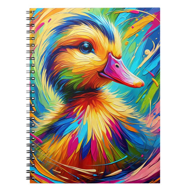 Cuaderno de patito con plumas de neón (Frente)