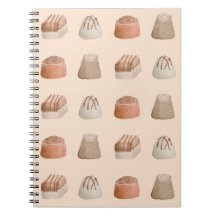 Cuaderno de patrón de acuarela de chocolates