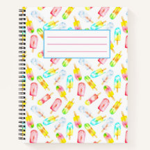 Cuaderno de patrón de acuarela de helado.