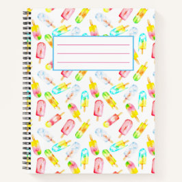 Cuaderno de patrón de acuarela de helado.