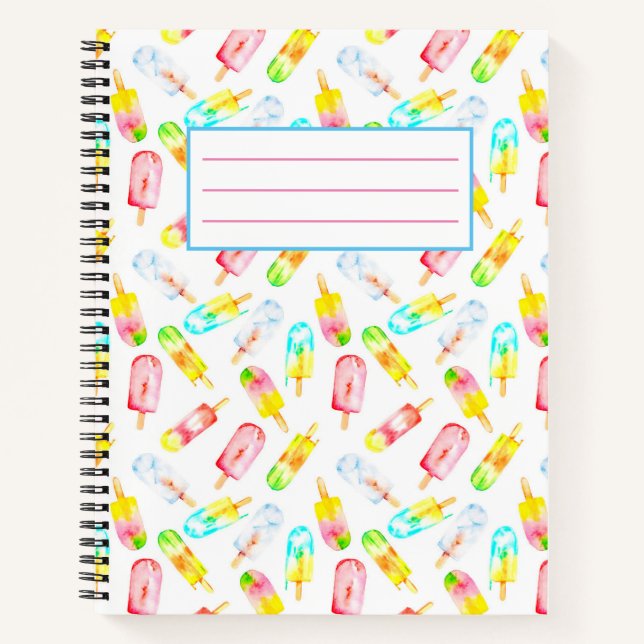 Cuaderno de patrón de acuarela de helado. (Anverso)