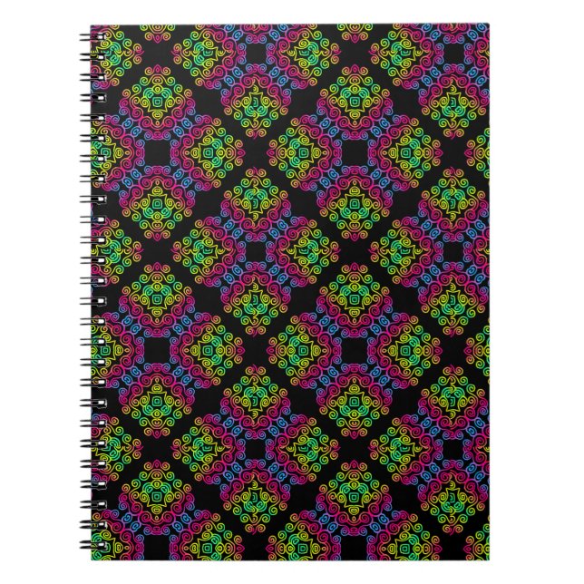 cuaderno de patrón de arco iris rizado (Frente)