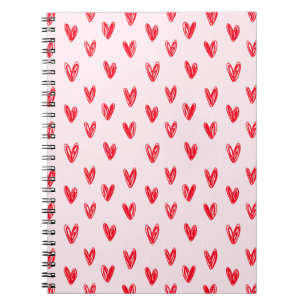 Cuaderno de patrón de corazón rojo