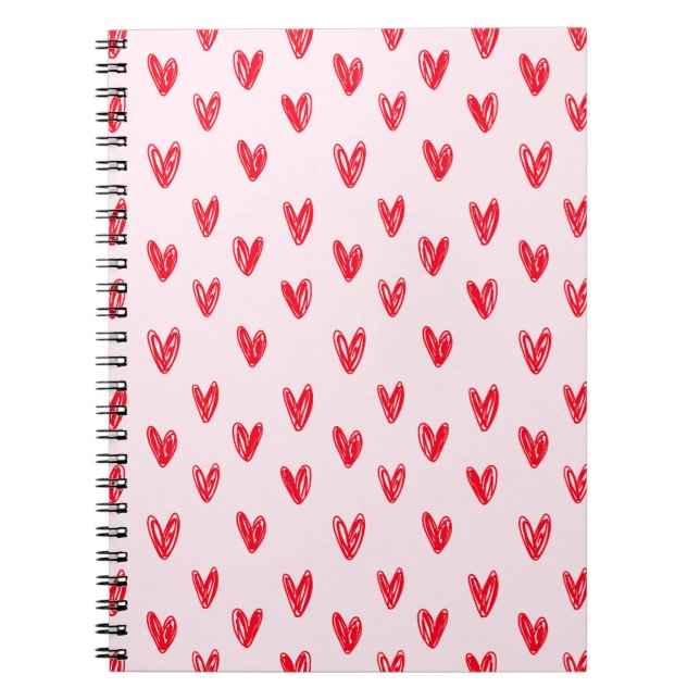 Cuaderno de patrón de corazón rojo (Frente)