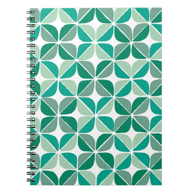 Cuaderno de patrón de edredón de tonos verdes (Frente)