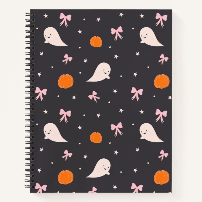 Cuaderno de patrón de fantasma de Halloween lindo  (Anverso)