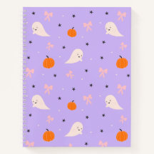 Cuaderno de patrón de fantasma de Halloween morado