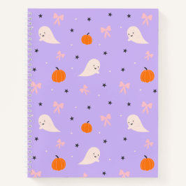 Cuaderno de patrón de fantasma de Halloween morado