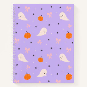 Cuaderno de patrón de fantasma de Halloween morado