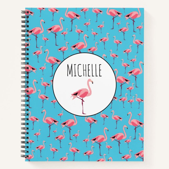 Cuaderno de patrón de flamenco rosado de verano tr (Anverso)