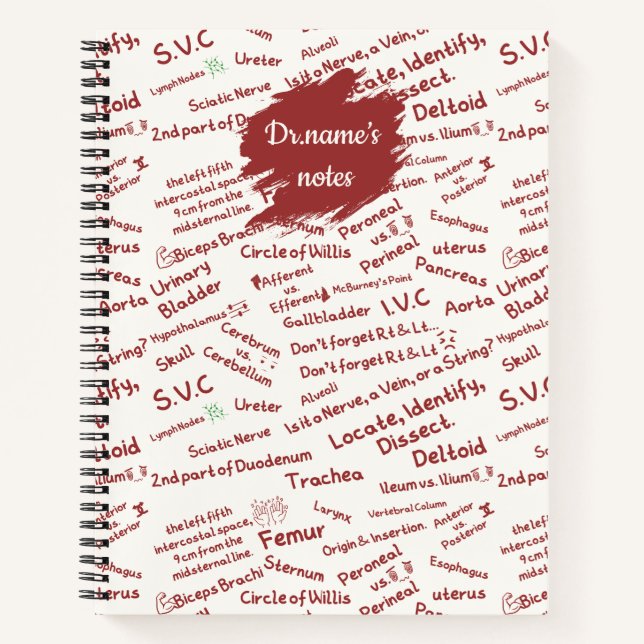 Cuaderno de patrón de garabatos de anatomía médica (Anverso)