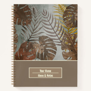Cuaderno de patrón de hojas de palma tropical sin