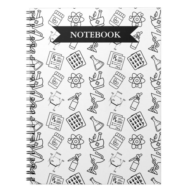 Cuaderno de patrón de icono de farmacia profesiona (Frente)