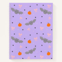 Cuaderno de patrón de murciélago de Halloween mora