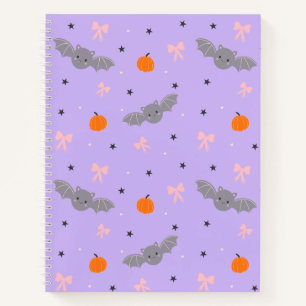 Cuaderno de patrón de murciélago de Halloween mora