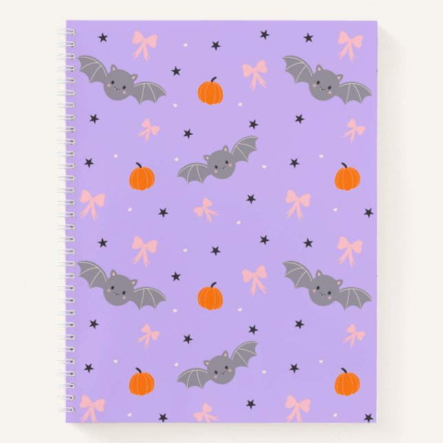 Cuaderno de patrón de murciélago de Halloween mora (Anverso)