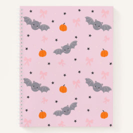 Cuaderno de patrón de murciélago de Halloween rosa