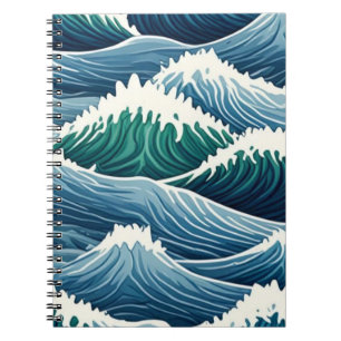 Cuaderno de Patrón de Olas del Océano Azul Audaz